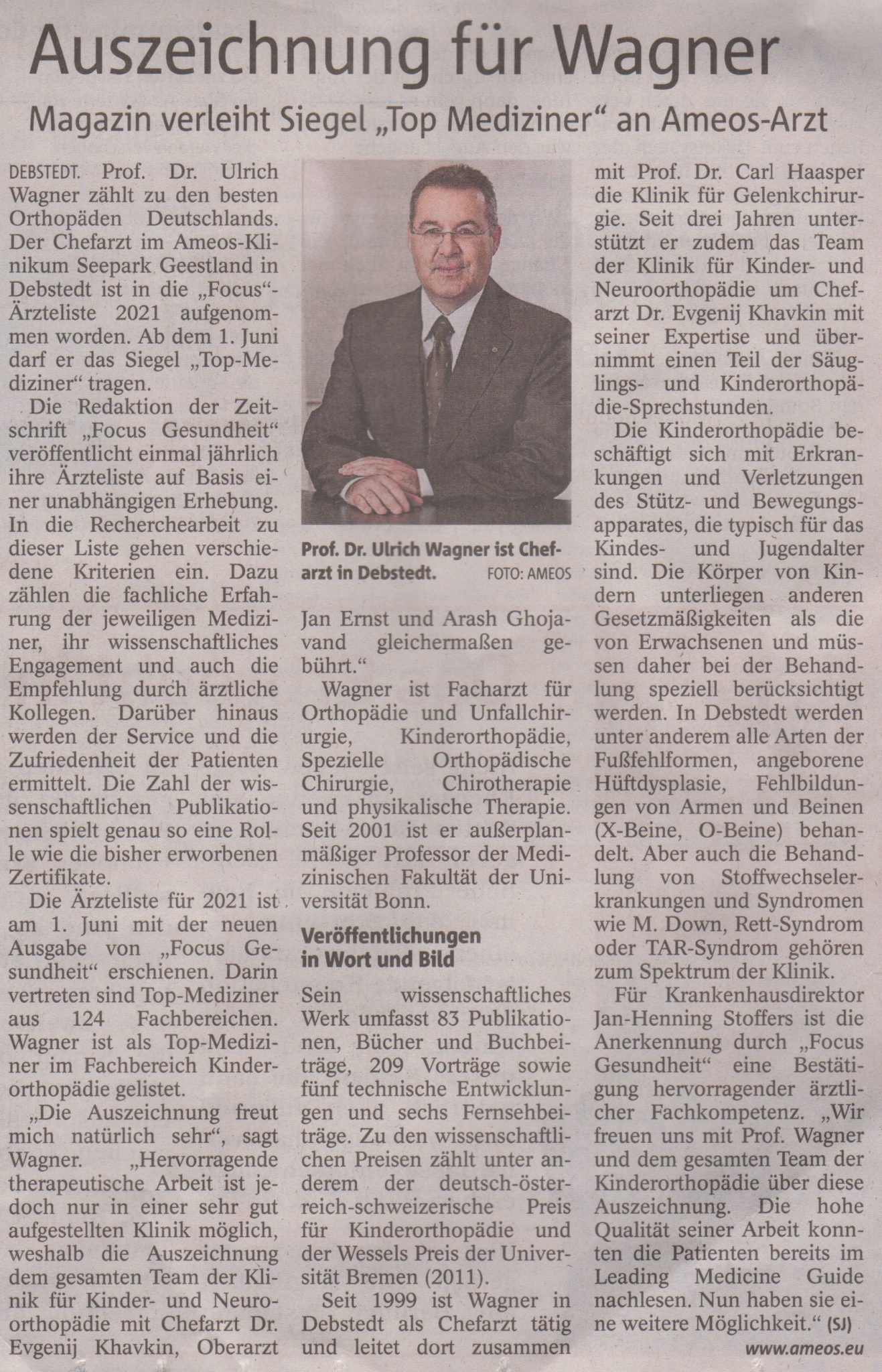 Auszeichnung für Prof. Dr. Ulrich Wagner FRED e.V.